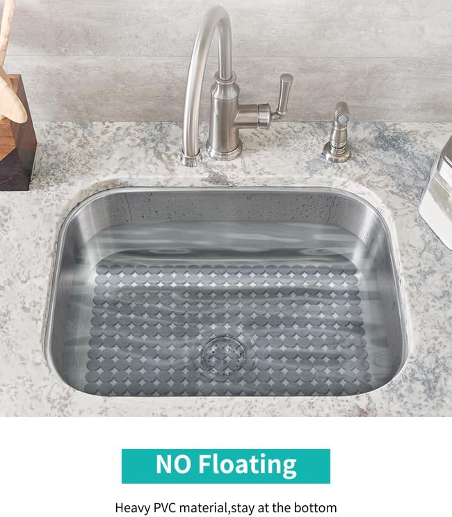 Bligli 2-Pack Kitchen Sink Mat: PVC Eco-Friendly Adjustable Sink Protector | Sink liner Pad | Dish Drying Mats, Easy to Clean & DIY Cut | 15.7 x 11.8 inch (Solid Grey)