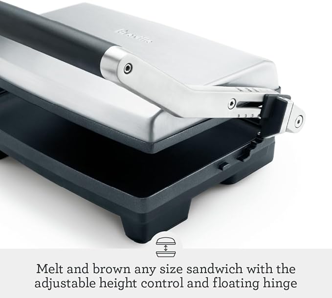 Breville BSG520XL Panini Duo Nonstick Sandwich Maker Press, 2 Slice, Brushed Stainless Steel