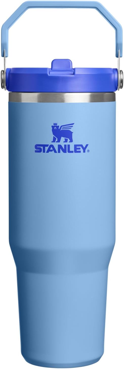 STANLEY IceFlow 2.0 Flip Straw Tumbler with Handle 30 oz | Twist On Lid and Flip Up Straw | Leakproof Water Bottle | Insulated Stainless Steel | BPA-Free | Blue Sky