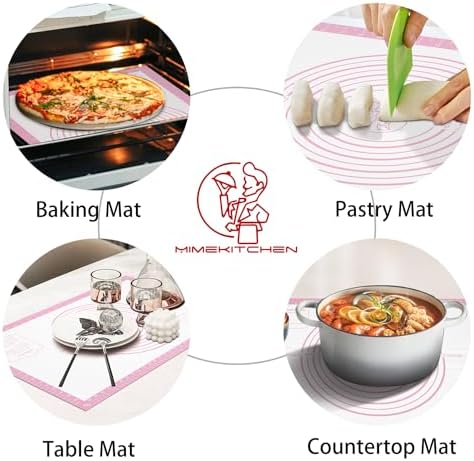 Oven Liners for Bottom of Oven + Silicone Pastry Baking Mat with Measurement
