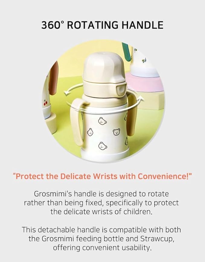 GROSMIMI Insulated 316 Stainless Steel Spill Proof Straw Cup, Water bottle with Flip Top for Toddlers, BPA Free (peach flower, 10oz)