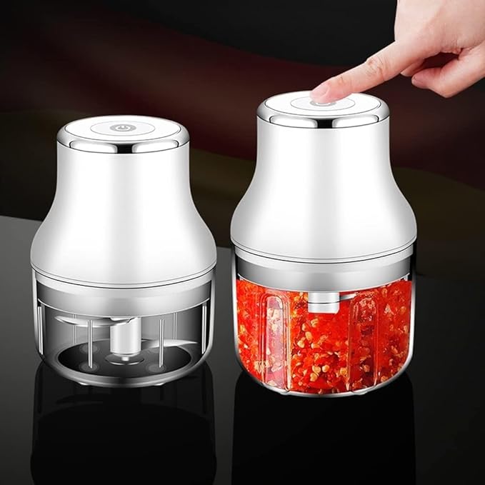 Electric Garlic Chopper, Mini Portable Food Chopper for Garlic Onion, USB Chargable Powerful Vegetable Chopper Garlic Mincer Garlic Press Small Food Processor for Veggie Meat (Size : Large)