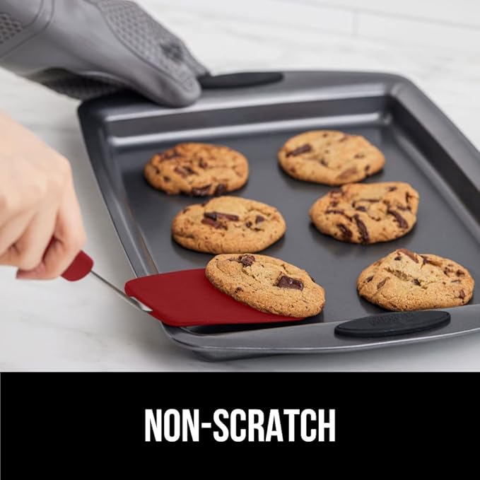 GORILLA GRIP Patented BPA-Free Non-Scratch Spatula, Heat Resistant Flexible Silicone Head for Nonstick Cooking Pans, Soft Rubber Handle, Kitchen Spatulas for Flipping Eggs, Pancakes, 11.6 in, Red