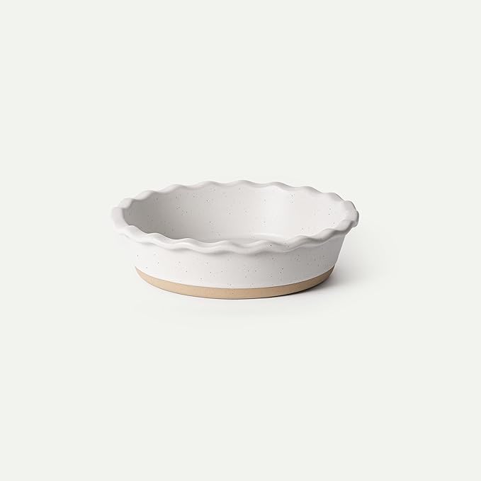 MORA Ceramic Pie Pan for Baking - 9 inch - Deep and Fluted Pie Dish for Old Fashion Apple Pie, Quiche, Pot Pies, Tart, etc - Modern Farmhouse Style Porcelain Ceramic Pie Plate - Oat