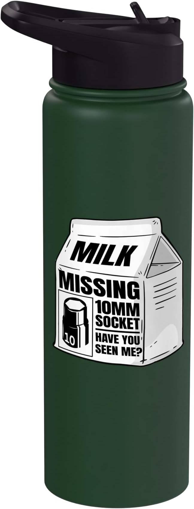 Missing 10mm Socket Milk Carton Funny Car Mechanic Stainless Steel Insulated Water Bottle