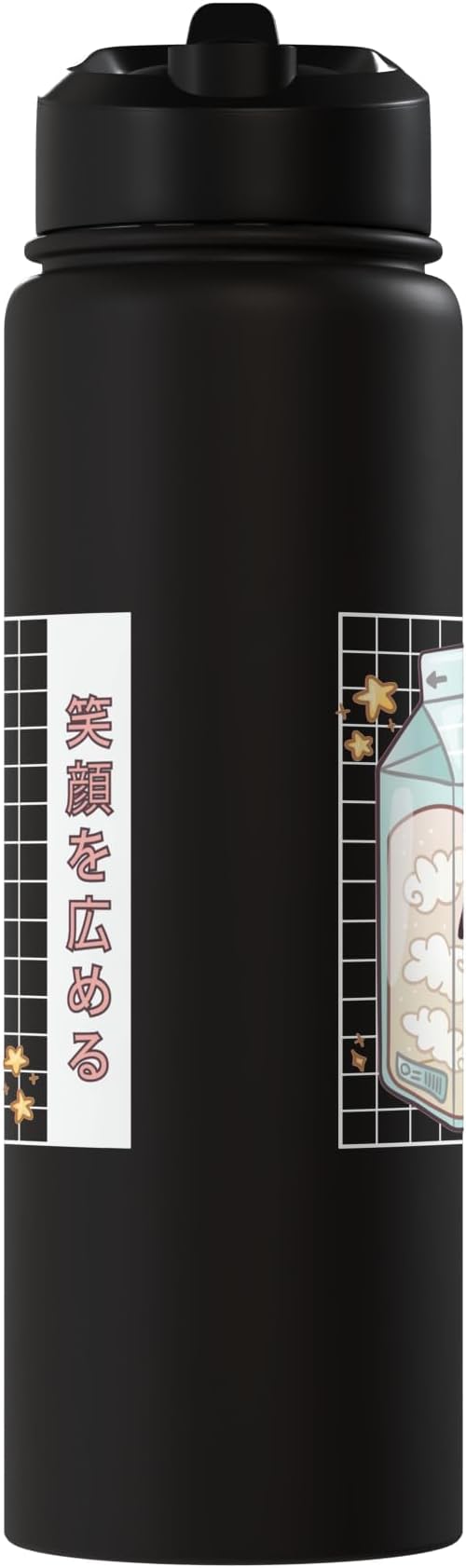 Japanese Kawaii Strawberry Milk Carton Vaporwave Grid Stainless Steel Insulated Water Bottle