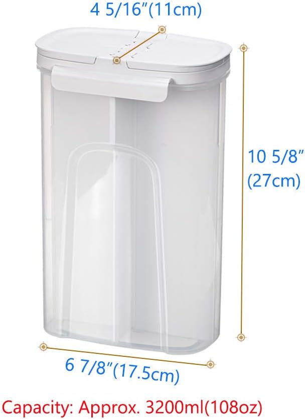 Poeland Storage Jars Canisters with Built-in partition / 4 compartments for Spaghetti Pasta Noodles Cereal - White