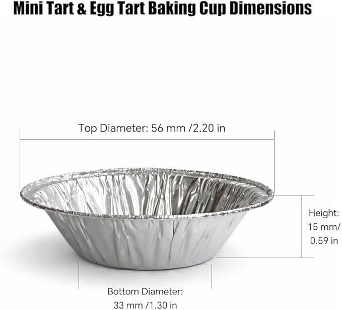 120 Pack 2.2" Mini Aluminum Foil Tart Pans, Small Disposable Pie Tins for Bite-Size Desserts, Mini Quiches & Fruit Tarts, Round Tiny Ramekins for Party, Catering, Wedding