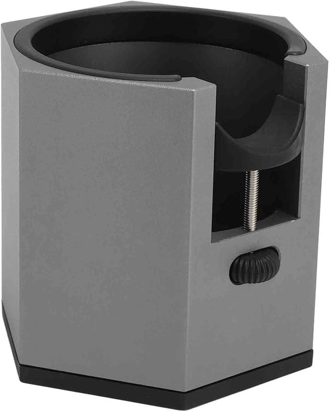 Coffee Portafilter Holder Stand with Adjustable Height Knob and Removable Bracket Cover, Aluminum Alloy Non Slip Base for Restaurants Homes Cafes (Black)