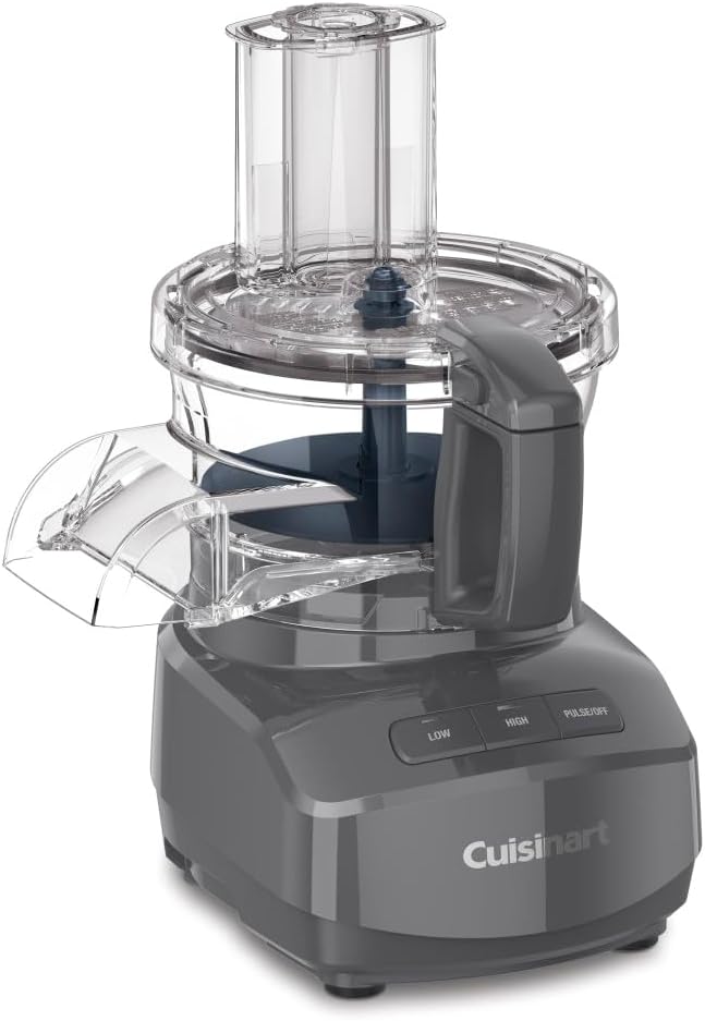 Cuisinart 9-Cup Continuous Feed Food Processor with Fine and Medium Reversible Shredding and Slicing Disc, Universal Blade, Continuous-Feed Attachment, and In-Bowl Storage (Gray)