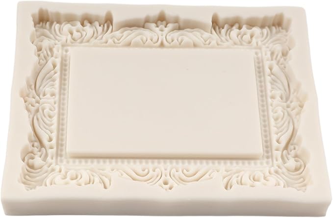 Baroque Photo Frame Fondant Molds Picture Frames Silicone Mold Vintage Mirror Frame Molds for Cake Decoration Cupcake Topper Chocolate Candy Polymer Clay Gum Paste Set of 2