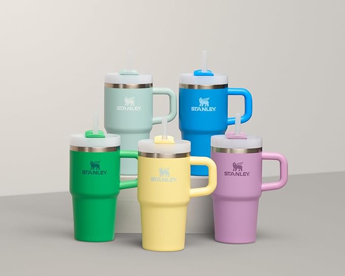STANLEY Quencher H2.0 Tumbler with Handle and Straw 20 oz | Flowstate 3-Position Lid | Cup Holder Compatible for Travel | Insulated Stainless Steel Cup | BPA-Free | Azure