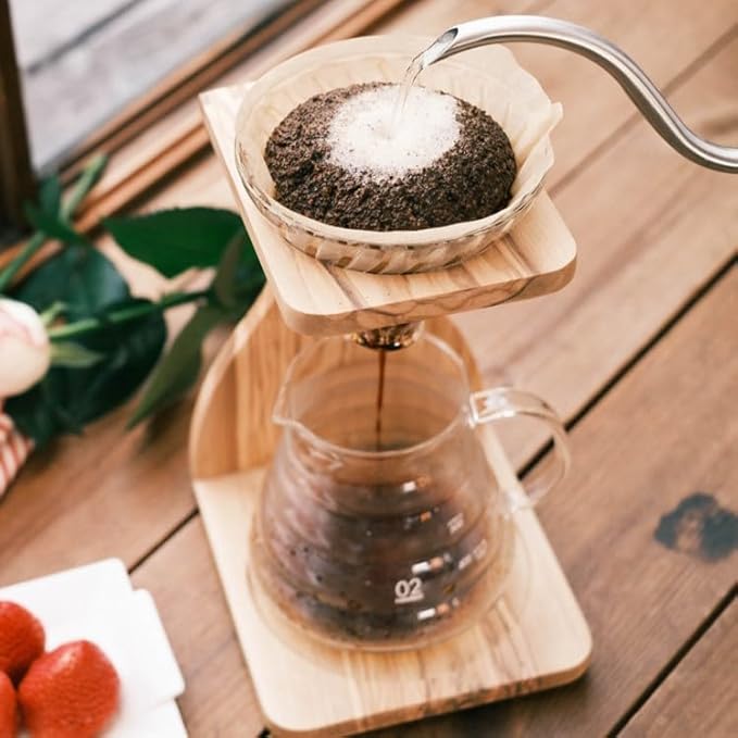 Hario V60 Olive Wood Pour Over Stand Set