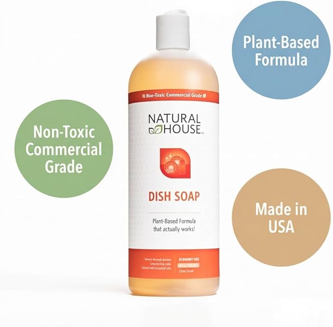 Enzyme Hand Dish Soap - Natural House Scrubby - Probiotic Formula Cuts Grease, Gentle on Hands - Plant-Based, Septic Safe - Sensitive Skin Friendly - Citrus Scent - 32 oz