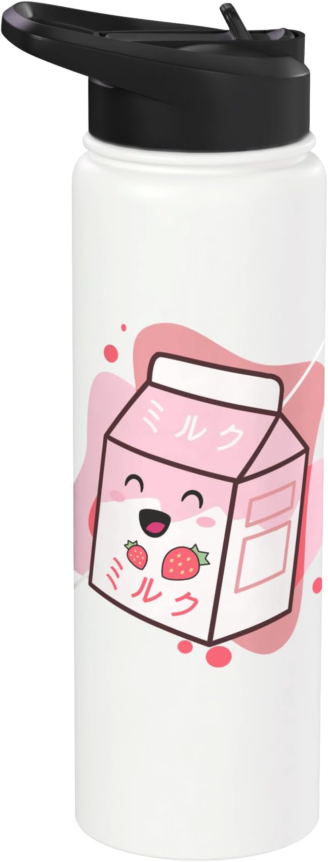 Kawaii Milk Cow Retro Japanese Strawberry Strawberry Milk Stainless Steel Insulated Water Bottle