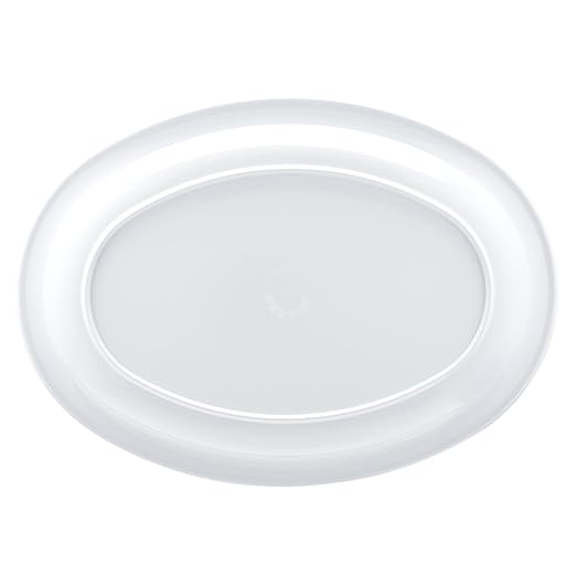 Amazon Basics Melamine (Plastic )Oval Platter Narrow Rim, 6 Piece Set, 13 in x 9.75 in, White