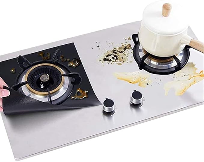 JSEIAJB 4pcs Gas Stove Non-Stick Liner Heat Resistant Protector Cooker Mat Pad Kitchen Protect Gas Stove Stovetop Tool(White-Fruit peach5)