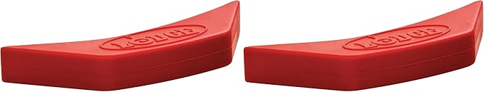 Lodge Silicone Assist Handle Holder - Dishwasher Safe Hot Holder Designed for Traditional Lodge Cast Iron Dual Handle Products - Reusable Heat Protection Up to 450° - Red (Pack of 2)