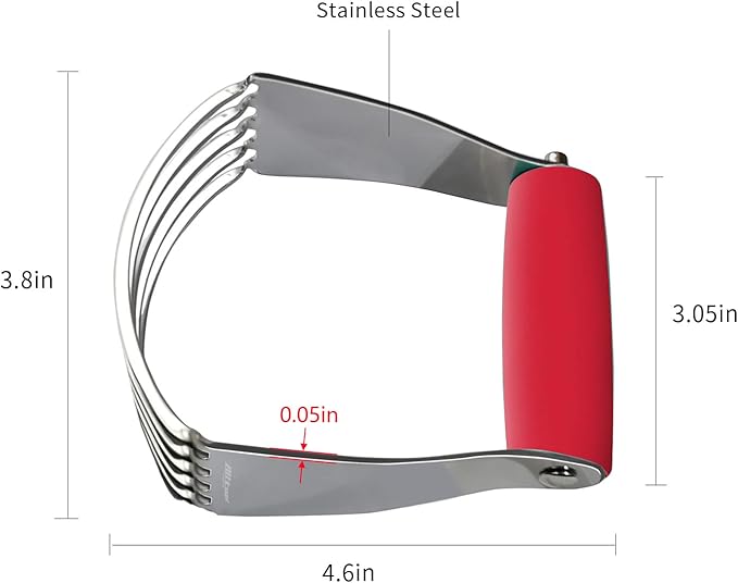 ALLTOP Pastry Blender Cutter, Stainless Steel Dough Masher for Butter, Biscuit, Baking, Kneading, Dough, Flakier and Fluffier Pie Crusts, Almond - Hand Kitchen Tool (1 Pack, Red)