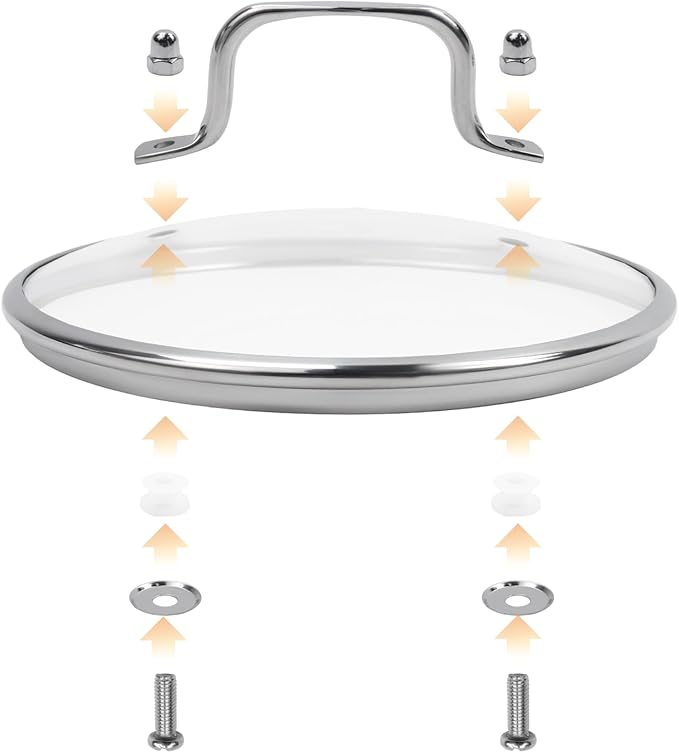 HEVSTIL 8-Inch Tempered Glass Lid – Heat Resistant to 220°C, Dishwasher Safe – Steam Vent & Cool-Touch Handle – Universal Fit for Pots, Pans & Skillets (Fits 8" Rim)