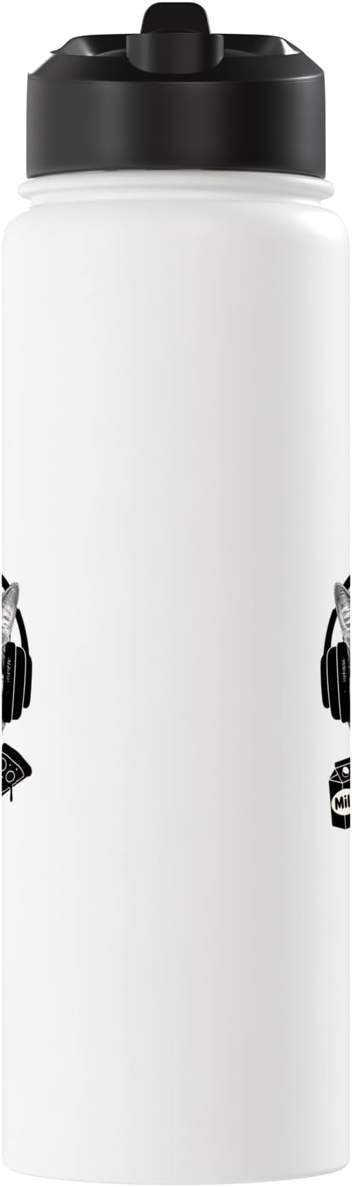Cat With Headphones Milk Pizza Retro Alien Nostalgia Stainless Steel Insulated Water Bottle