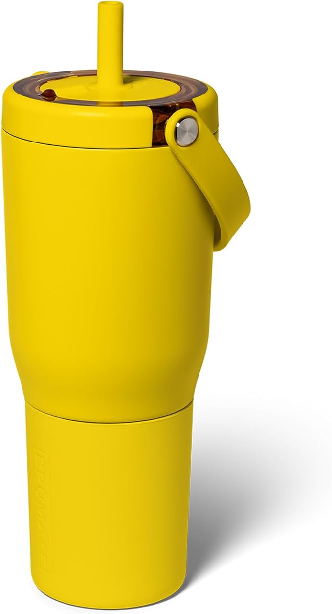 BrüMate Resa 35oz 100% Leakproof Travel Tumbler with Handle & Straw | Flexible SoftSip Straw | Silicone Sleeve for Durability | Stainless Steel | Cup Holder & Travel Friendly Water Bottle (Pineapple)