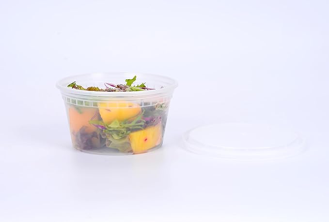 EDI [12 OZ, 25 Sets] Plastic Deli Food Storage Containers with Airtight Lids | Microwave-, Freezer-, Dishwasher-Safe | BPA Free | Heavy-Duty | Meal Prep | Leakproof | Recyclable