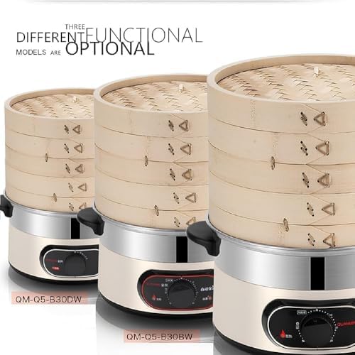 1500W Electric Food Steamer | 2-Tier Bamboo Steamer with 60-Min Timer | Auto Shut-Off & Boil Dry Protection