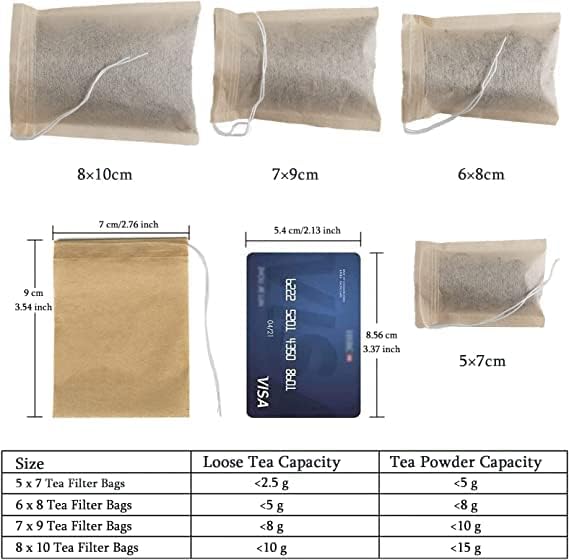 NEPAK 600 Pcs Disposable Tea Filter Bags for Loose Tea,Drawstring Empty Bag for Loose Leaf Tea,with 100% Natural Unbleached Paper(2.76 x 3.54 inch)