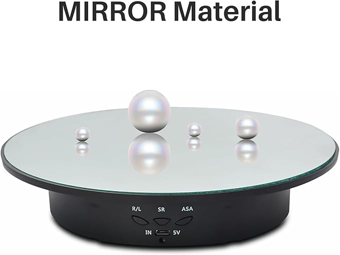 Rotating Display Stand Turntable Stand Black Spinning Stand for Product Shows with Telecontroller,7.87inch /17.6lbs Max Load,Black Round