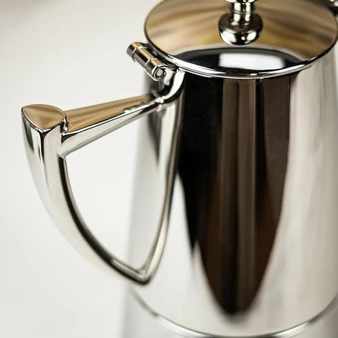 Cuisinox Roma Stovetop Espresso Maker COF-4R, Stainless Steel Coffee Percolator Stovetop, Heat-Resistant & Non-Reactive, 4-Cup Italian Espresso Maker Easy to Clean, Durable Stove Top Percolator