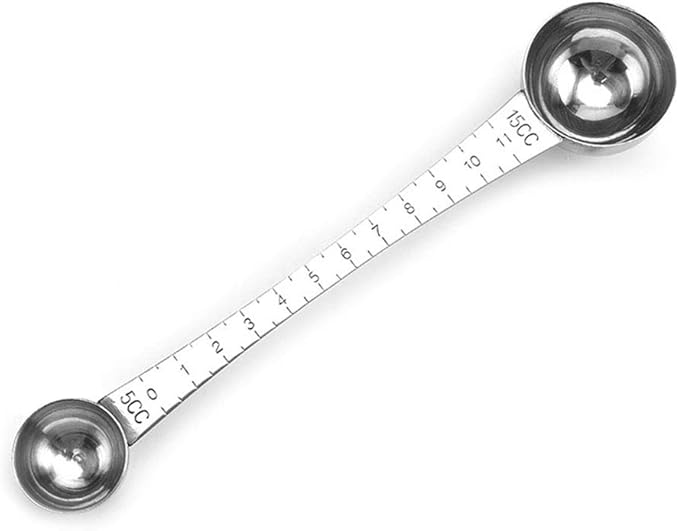 Measuring Spoon,CISHNOU Stainless Steel Double Headed Measuring Spoon Coffee Spoon with Scale (5-15ML)