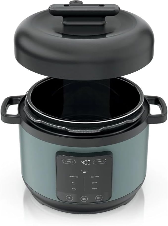 HyperHeat 8-in-1 6.5-Qt Pressure Cooker, 1200W Electric Multi Cooker with SimpliServe Nonstick Pot, Pressure Cook, Steam, Slow Cook, Rice, Pasta, Sear/Sauté, Keep Warm, Sage Leaf