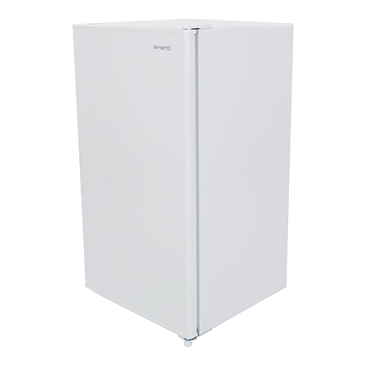 Avanti Mini Fridge Compact Refrigerator for Home Office or Dorm with Reversible Recessed Door, Adjustable Door Bins and Glass Shelves with Adjustable Temperature Control, 3.2-Cu.Ft., White