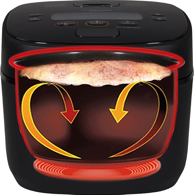 Zojirushi NW-QAC10 5.5-Cup Capacity Flat-Top Induction Cooker and Warmer with Custom Cooking Pan, Double Non-Stick Coating for Easy Clean-Up (Black)
