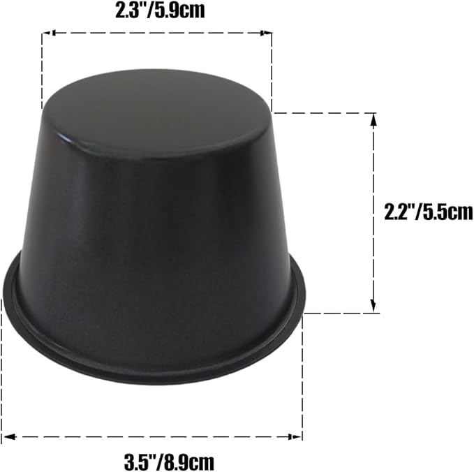 Pack of 6 Nonstick Popover Pans, Individual Miffin Cupcake Pan, Carbon Steel Yorkshire Pudding Pan, Reusable Egg Tart Molds, Large Round Oven Baking Pans - Black (3.5" x 2.2")
