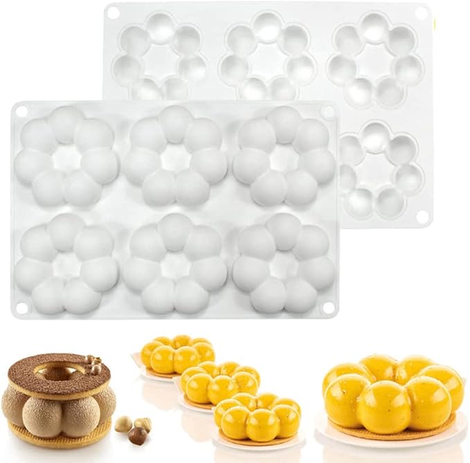 Silicone Donut Pan for Baking, Non-Stick DIY Mousse Donut Making Mold, Chocolate Cupcake Decorating Supplies Tools (6-Cavity-Small)