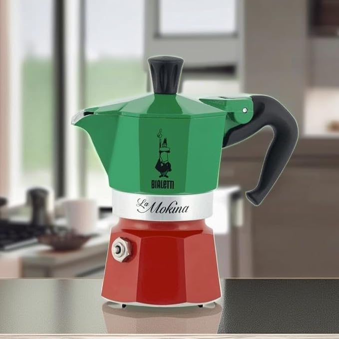 Bialetti Moka Express Iconic Italian Stovetop Espresso Maker (Green/Red, Makes 1/2 Cups)