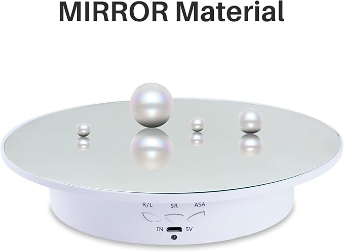 Rotating Display Stand Turntable Stand Black Spinning Stand for Product Shows with Telecontroller,7.87inch /17.6lbs Max Load,White Round