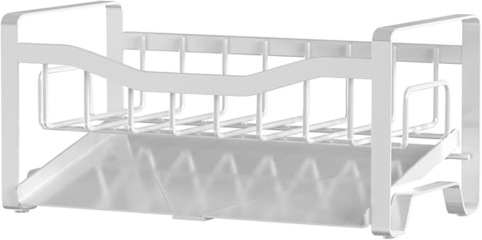 Maifan Stainless Steel Kitchen Sink Caddy Organizer with Auto Drain Tray, Sponge Holder for Countertop Storage (White)