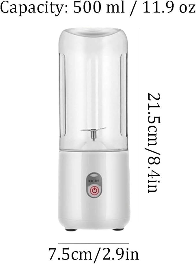 Plastic Portable Blender 4 Blade Personal Juicer USB-C Rechargeable For Shakes And Smoothies Juice 500 Ml / 11.9 Oz(1pcs)