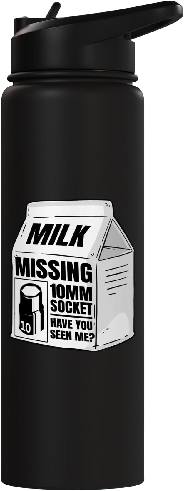 Missing 10mm Socket Milk Carton Funny Car Mechanic Stainless Steel Insulated Water Bottle