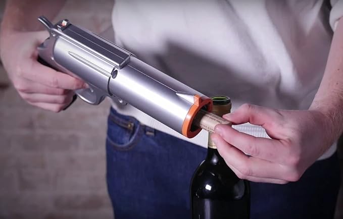 Realtree® Electric Gun Wine Bottle Opener - Open your Wine Bottle Fast with this New Corkscrew - Great Gift for Gun Enthusiasts and Wine Lovers. Foil Cutter and Charging Base Included. (Pink)