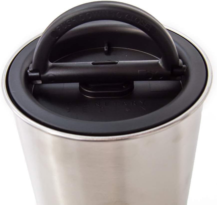 Planetary Design Airscape Stainless Steel Coffee Canister | Food Storage Container | US Patented Airtight Lid | Push Out Excess Air Preserve Food Freshness (Small, Brushed Copper)