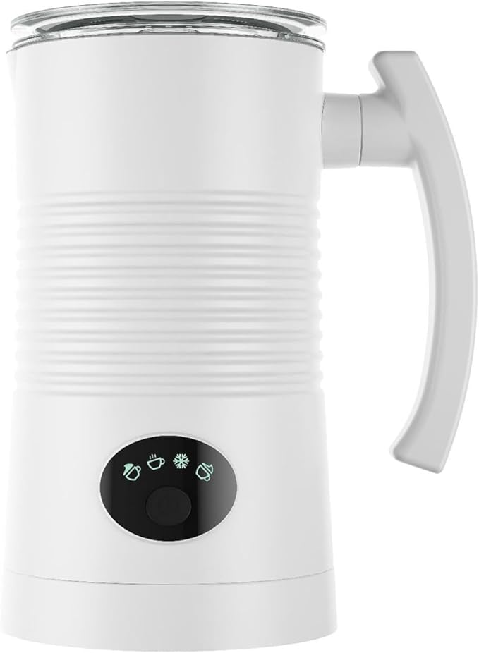 Talent Star 4 in 1 Electric Milk Frother Automatic Warm Cold Foam Maker Large Capacity Low Noise Dishwasher Safe Easy to Clean Coffee Hot Chocolate Maker Machine for Latte Cappuccinos Macchiato White