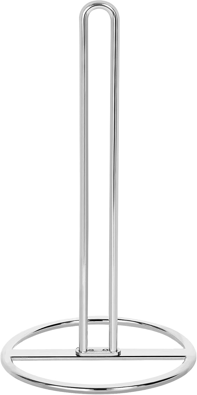 Paper Towel Holder Countertop, OBODING, Kitchen Paper Towel Stand Holder for Kitchen Organization and Storage, Paper Towel Holders for Standard and Large Size Rolls (Silver)