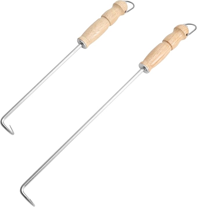 AJinTeby Food Flipper Hooks, Stainless Steel BBQ Turner Hooks Flips Meat Steak or Fish - 18-inch and 14-inch Meathooks Flipper