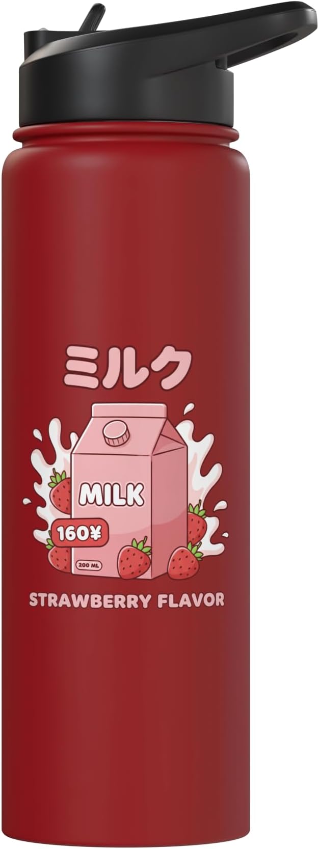 Strawberry Flavor Milk Cartoon Japanese Kawaii Stainless Steel Insulated Water Bottle