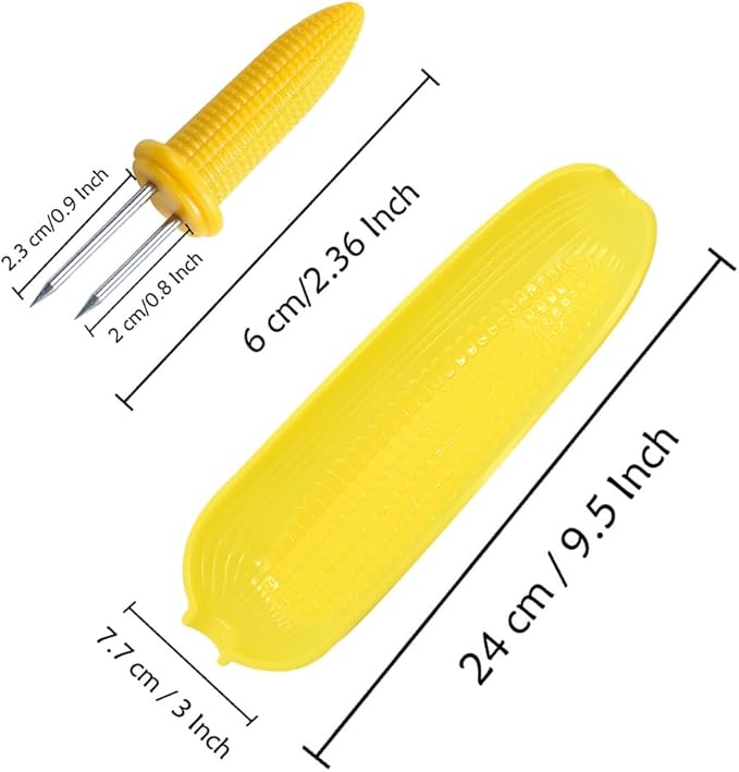 Corn Dishes and Holders - 16 Pack Holders, 8 Pack Dishes - Stainless Steel, Perfect for Corn on the Cob