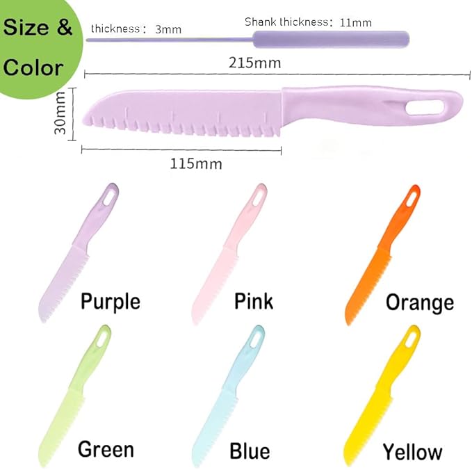 6 Pieces Plastic Fruit Knife: Food-Grade, Kid Kitchen Knife Set Safe | Children's Safe Cooking Knives Perfect for Fruits, Cake, Vegetables & Daily Kitchen Use